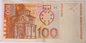 Croatia Note 100 Kuna back